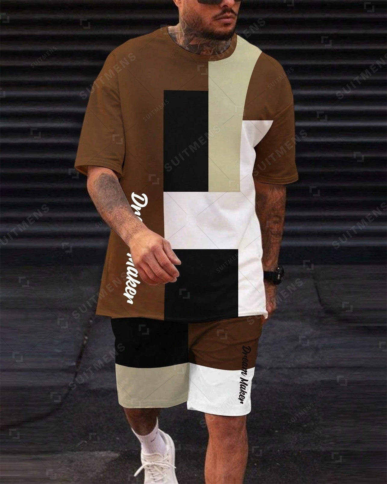 Men's Color Matching Casual Shorts Set 411