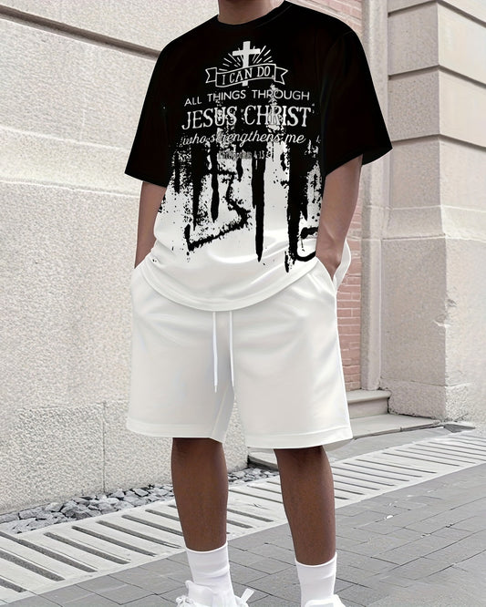 Men's Gradient Summer Round Neck Set 116