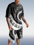 Suitmens Men's Music Print Shorts Set 080