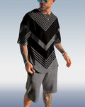 Suitmens Men's casual color block printed shorts Set 425