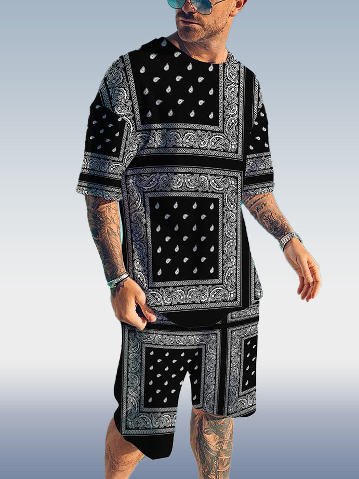 Suitmens Men's Paisley Print Shorts Set 342