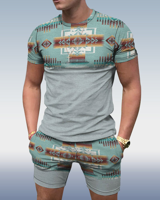 Men's spring and summer print suit 045