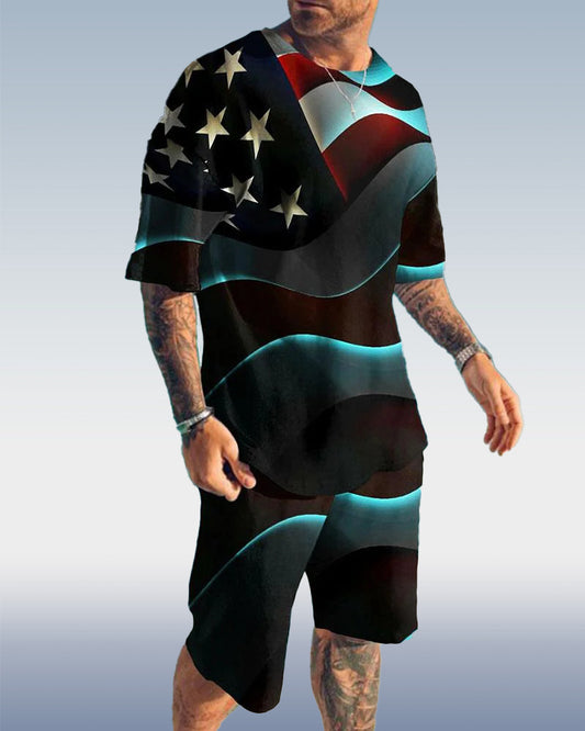 Suitmens Men's Independence Day Print Short Set 119