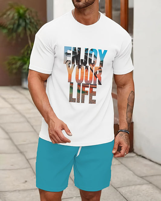 Men's Holiday Summer Round Neck Set 129