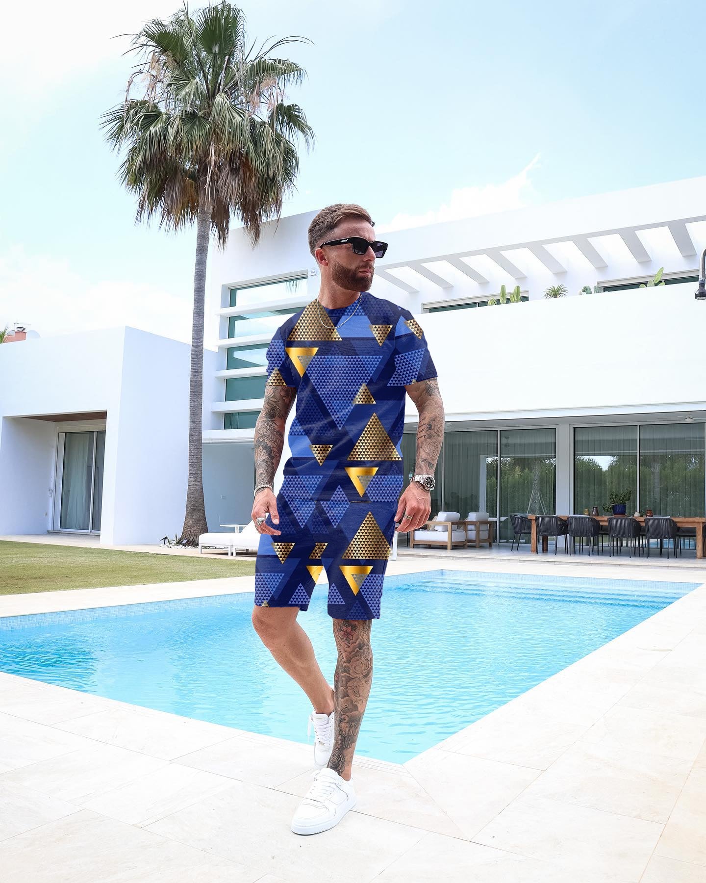 Men's Casual Fashion Printed Shorts Set 59