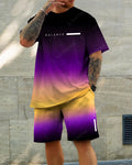 Men's Color Matching Casual Shorts Set 414