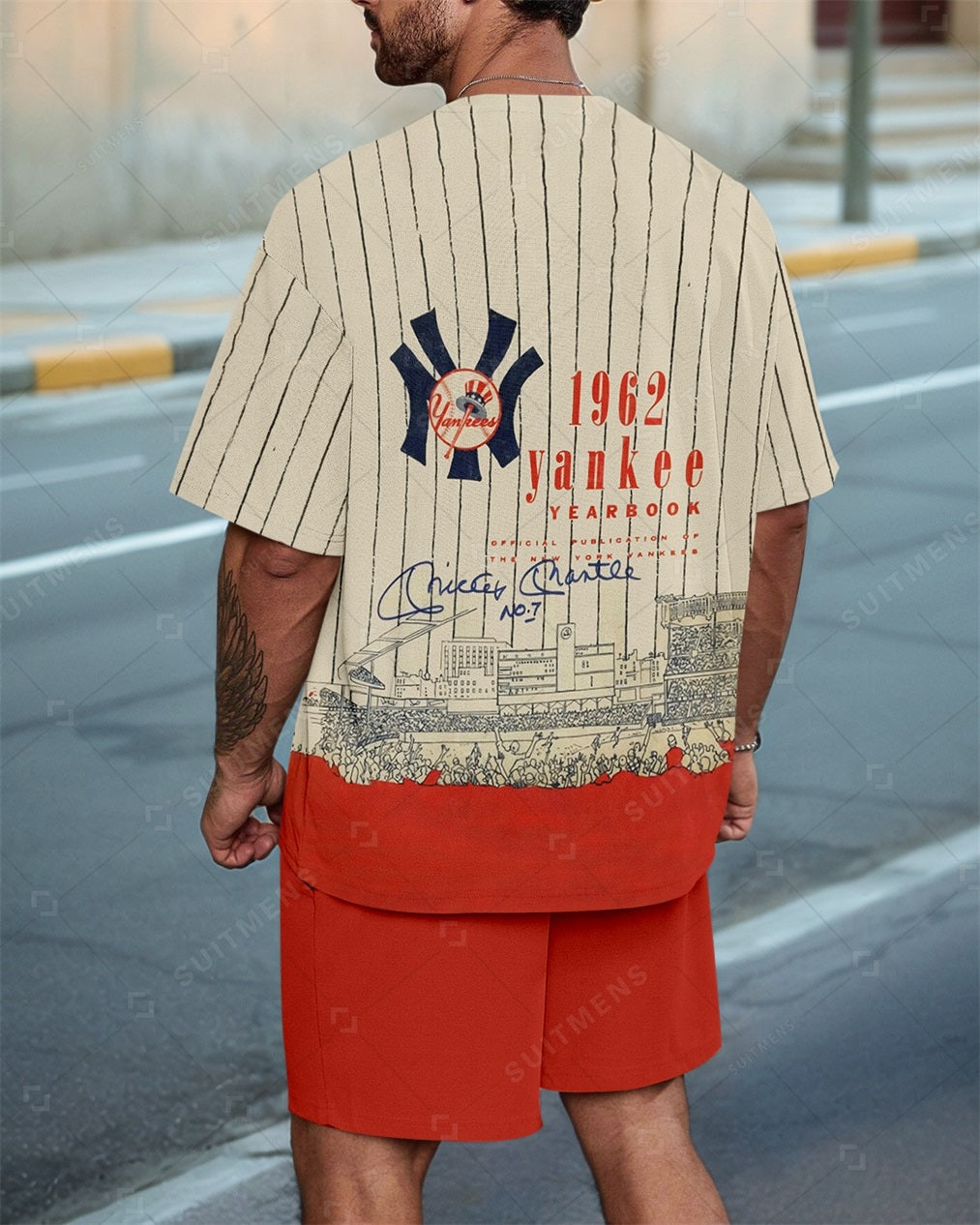 Men's New York Yankees Striped Summer Round Neck Set 116