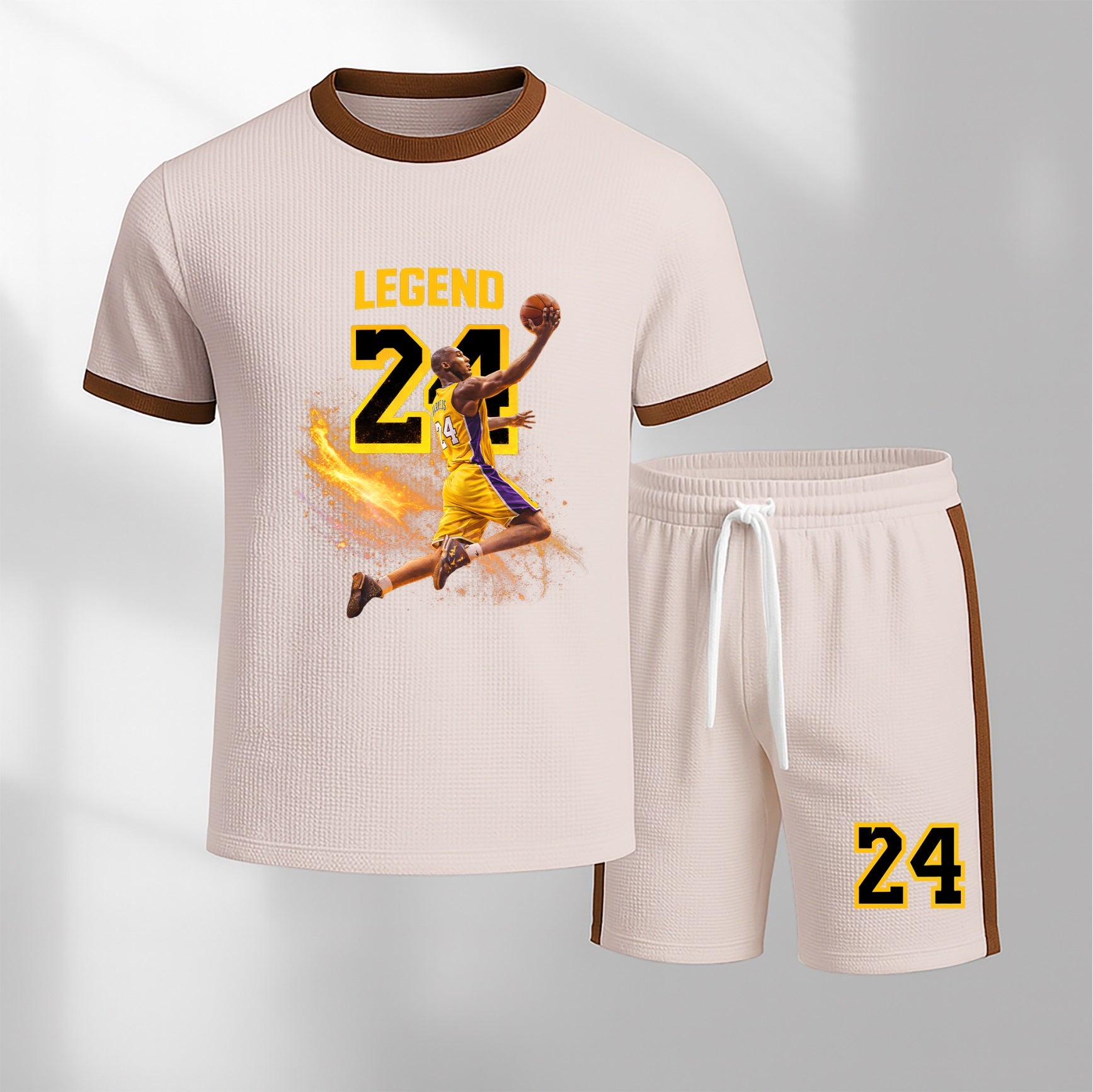 Men's Basketball Graphic Short-Sleeved T-Shirt And Drawstring Shorts Set, Men's Clothing, Casual Sports Short-Sleeved Top And Shorts, Men's Summer Everyday Wear, Indoor And Outdoor Sportswear, Sports Set.
