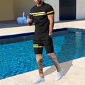 Suitmens Men's Printed Round Neck Short Sleeve Suit 14
