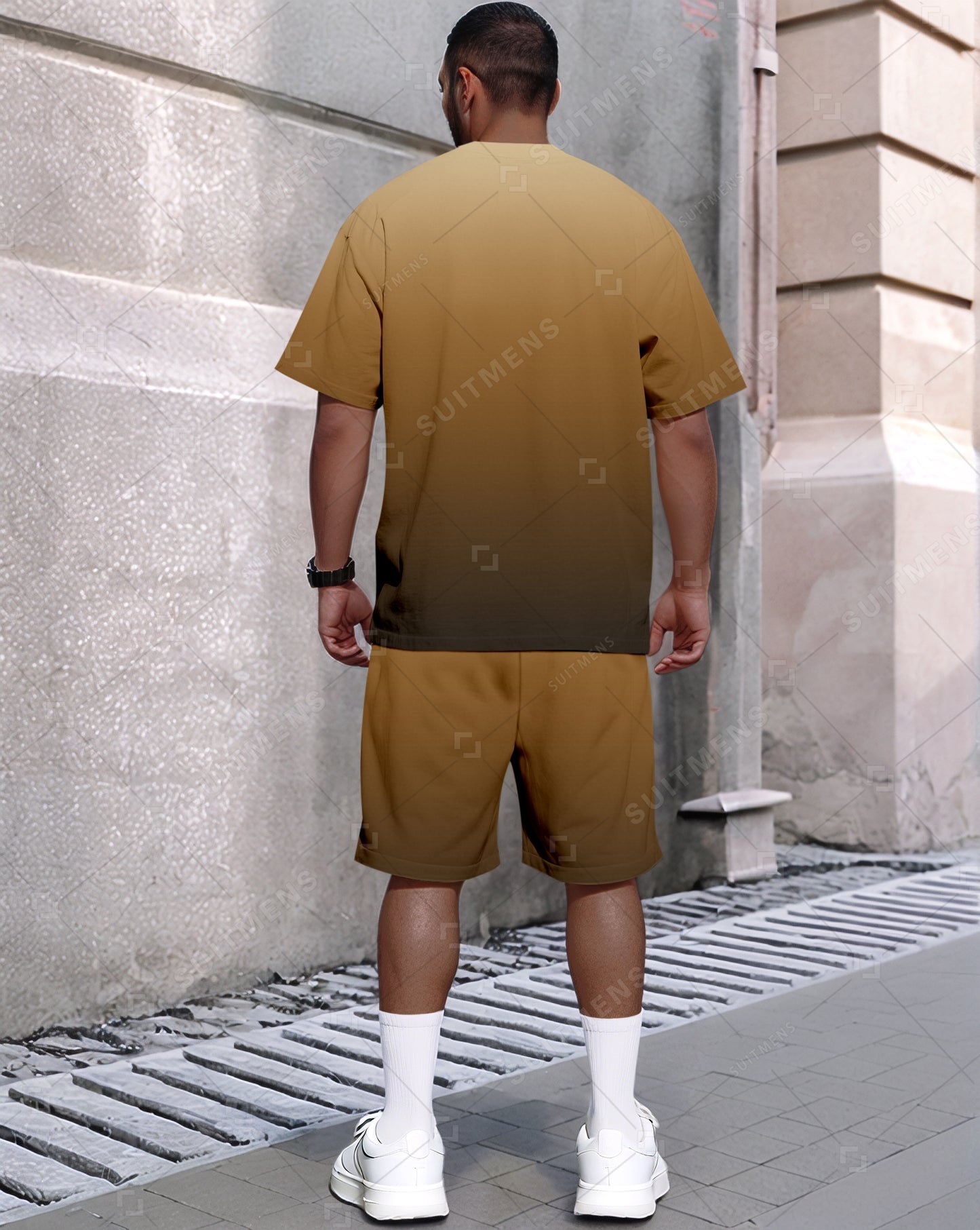 Men's Summer Colorblock Printed Round Neck Set 474