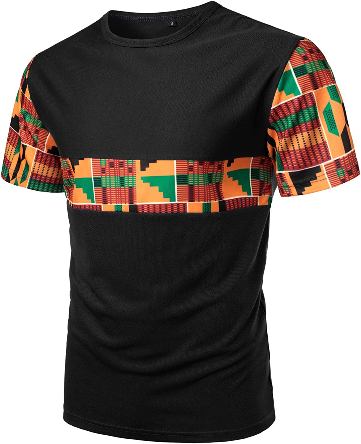 Men's Printed Colorblock T-Shirt and Shorts Set 017