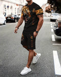 Men's Summer Animal Print Round Neck Set 948