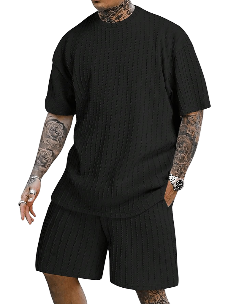 Men's casual gorgeous textured printed shorts set 559