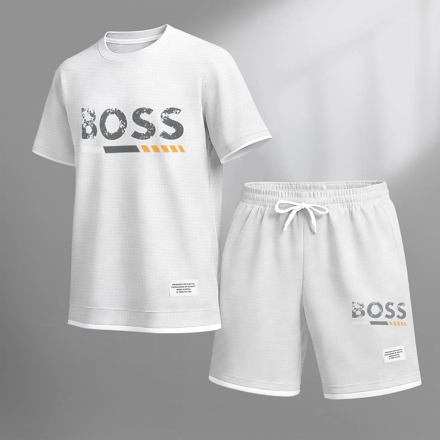 Men's Luxury Waffle-Knit Short-Sleeve Shirt & Shorts Set 13