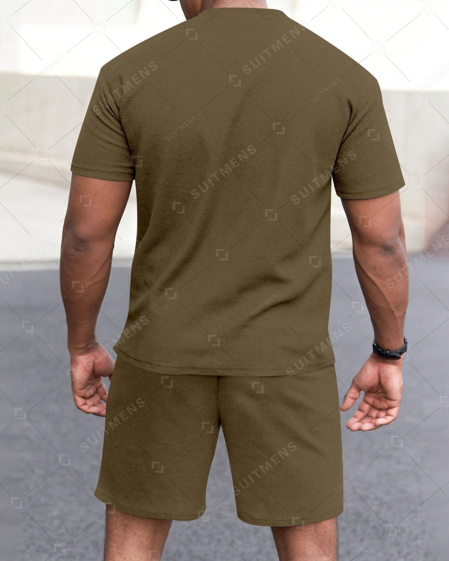 Men's Summer Colorblock Printed Round Neck Set 286