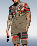 Men's spring and summer ethnic print suit 029