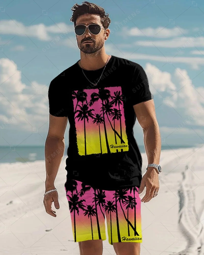Men's Beach Vacation Casual Shorts Set 479