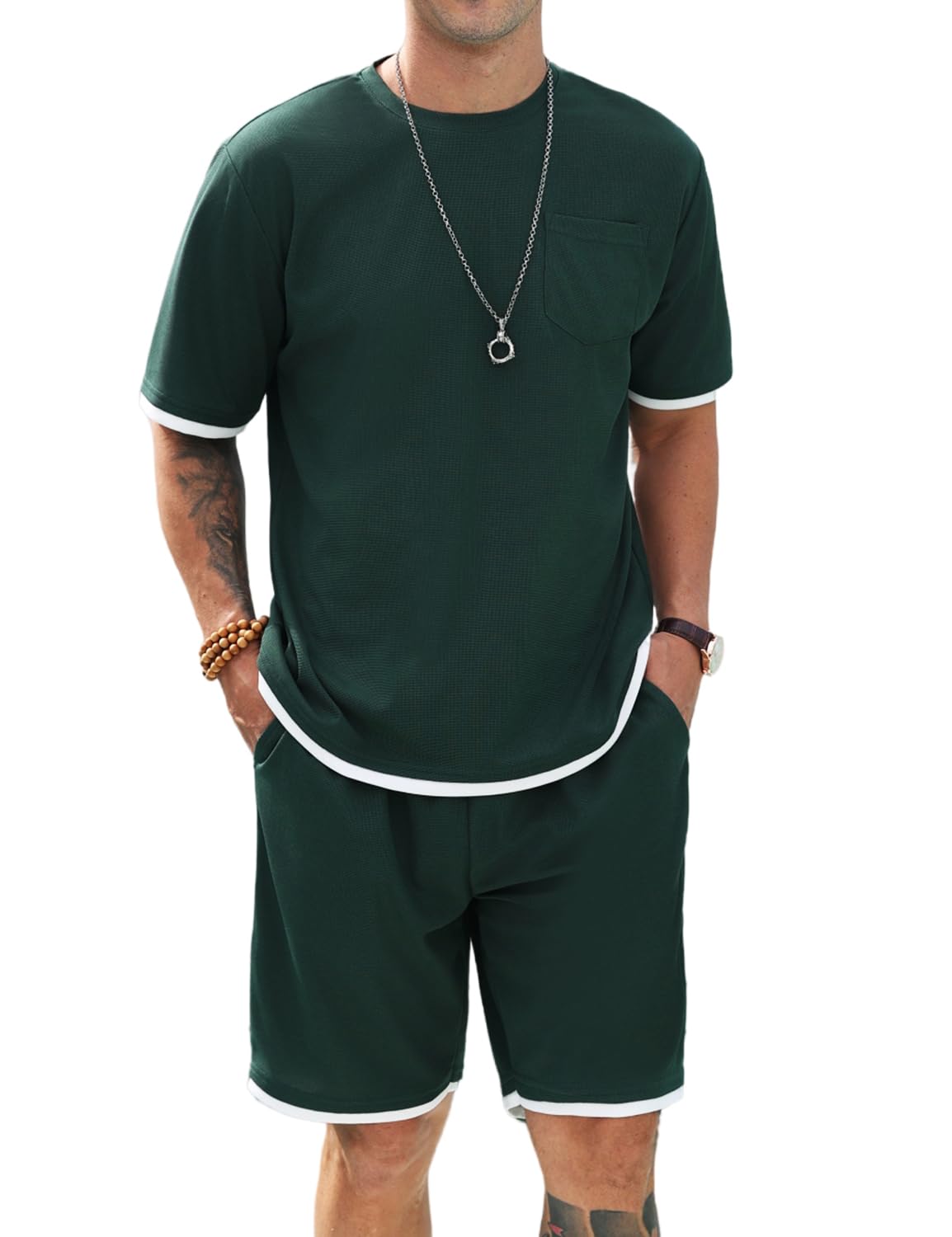 Men's Simple Matching Summer Round Neck Set 194