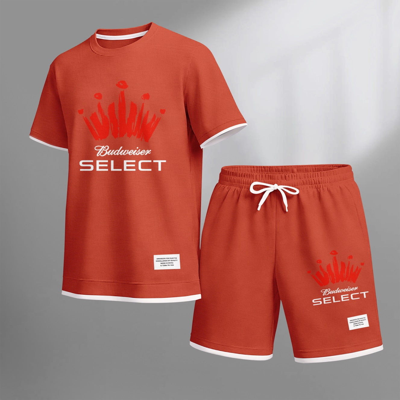Men's Mexican Vacation Beer Print Waffle Fabric Short-Sleeved Shirt And Shorts Set