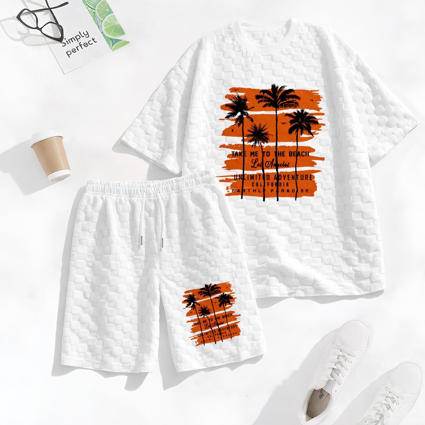 Men's Hawaiian Graphic Print Spring And Summer Drawstring Shorts Set, A Casual Summer Outfit, Including A Short-Sleeved Shirt And Shorts, Suitable For Everyday Wear And Sports Activities. A Two-Piece Set For A Relaxed And Active Lifestyle.