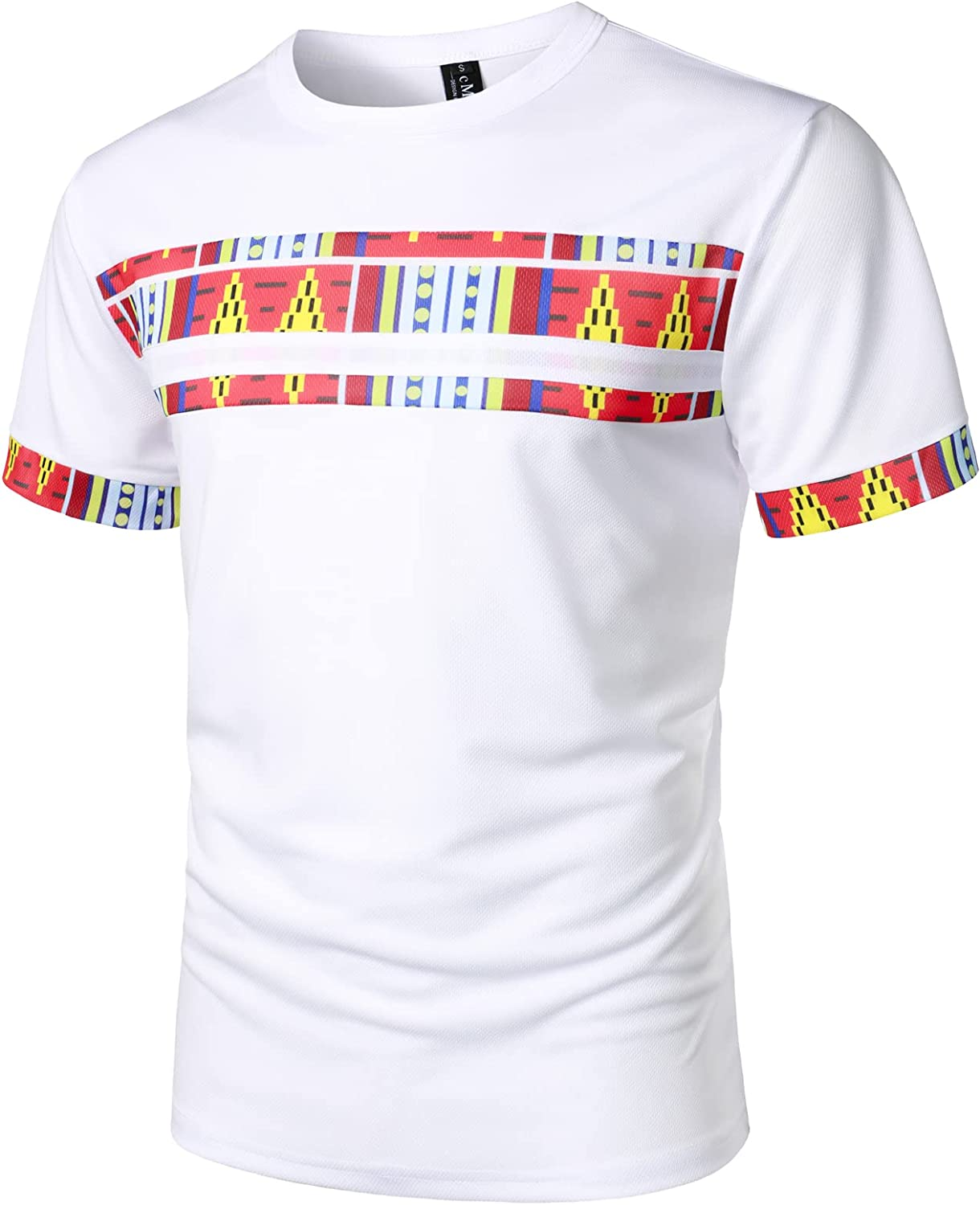 Men's Printed Colorblock T-Shirt and Shorts Set 007