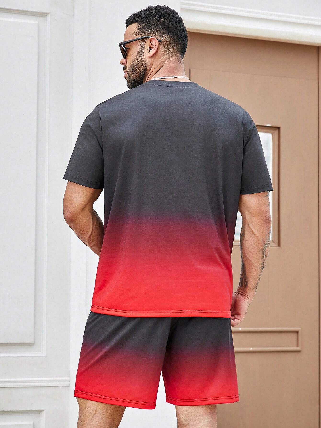 Men's color matching casual shorts Set 402