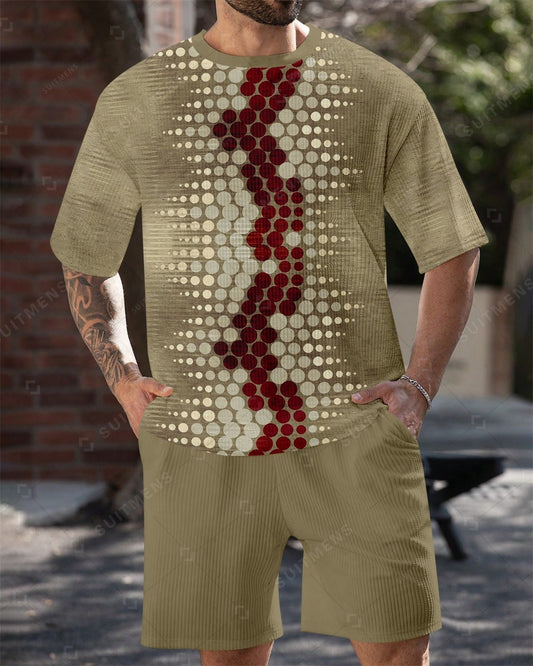 Men's Simple Color Matching Summer Round Neck Set 200
