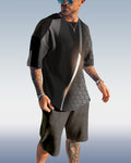 Men's Gradient Colorblock Print Shorts Set 427