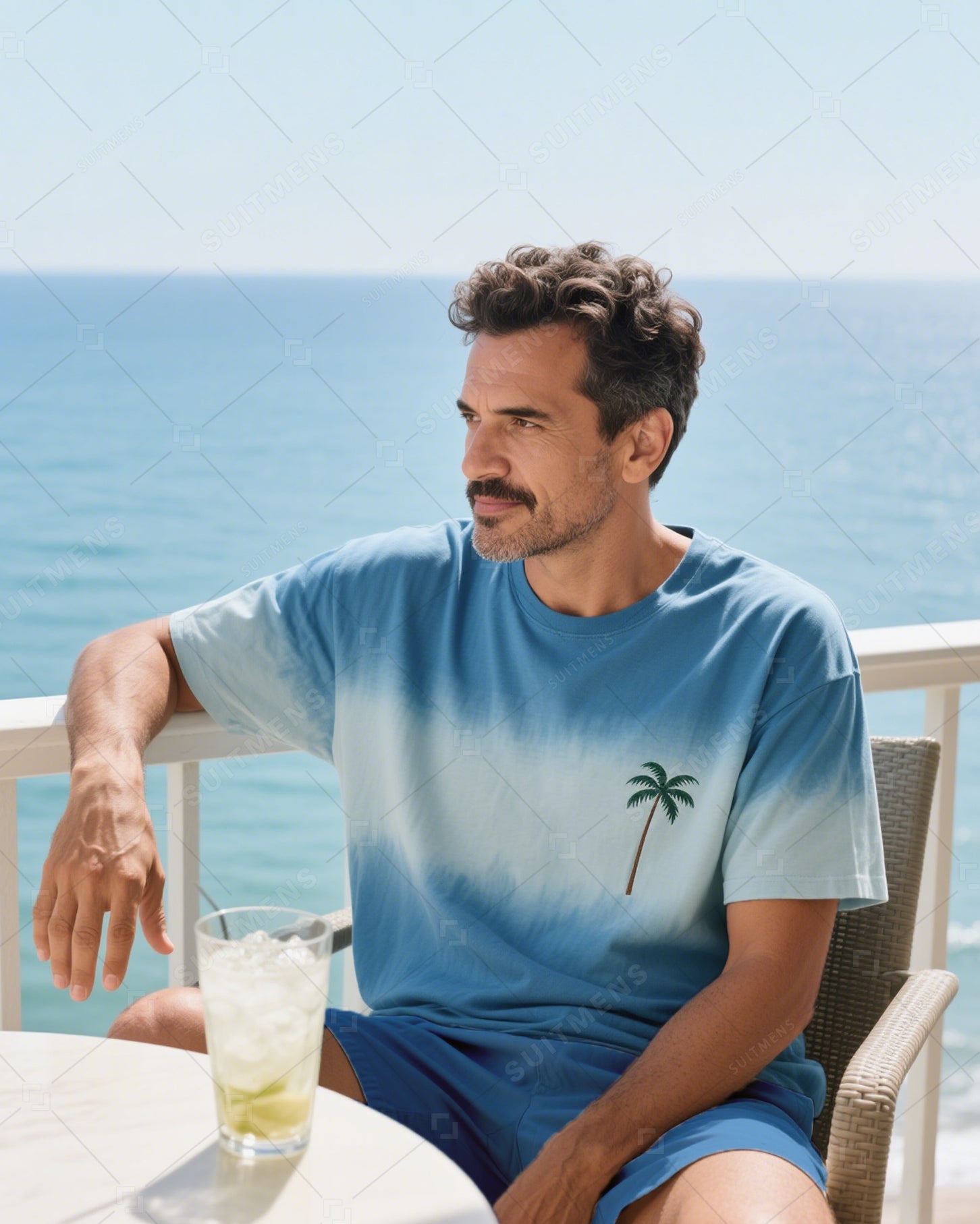 Men's Summer Vacation Round Neck Set 024