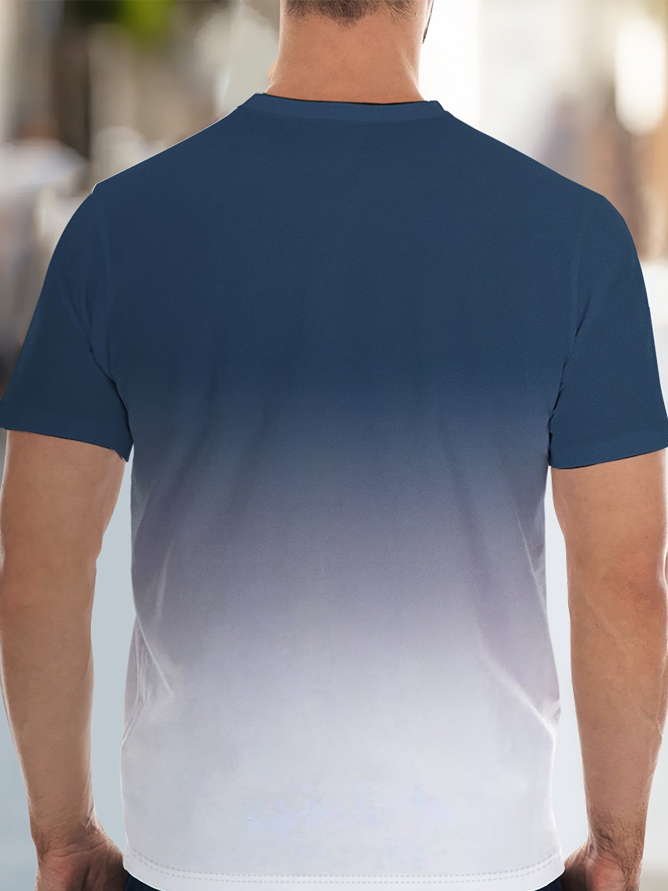 Men's Summer Gradient Print Round Neck Set 933