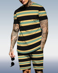 Men's spring and summer striped printed suit 019