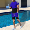Suitmens Men's Plain Round Neck Short Sleeve Suit 05