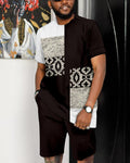 Suitmens Men's Colorblock Print Shorts Set 27