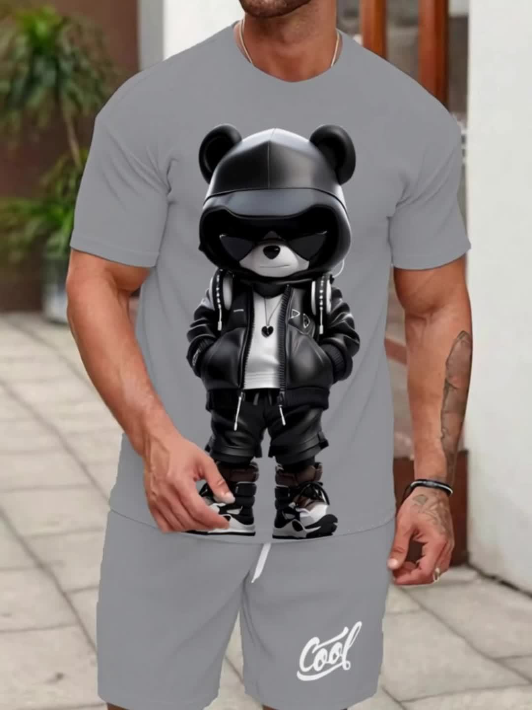 Men's Cartoon Summer Round Neck Set 128
