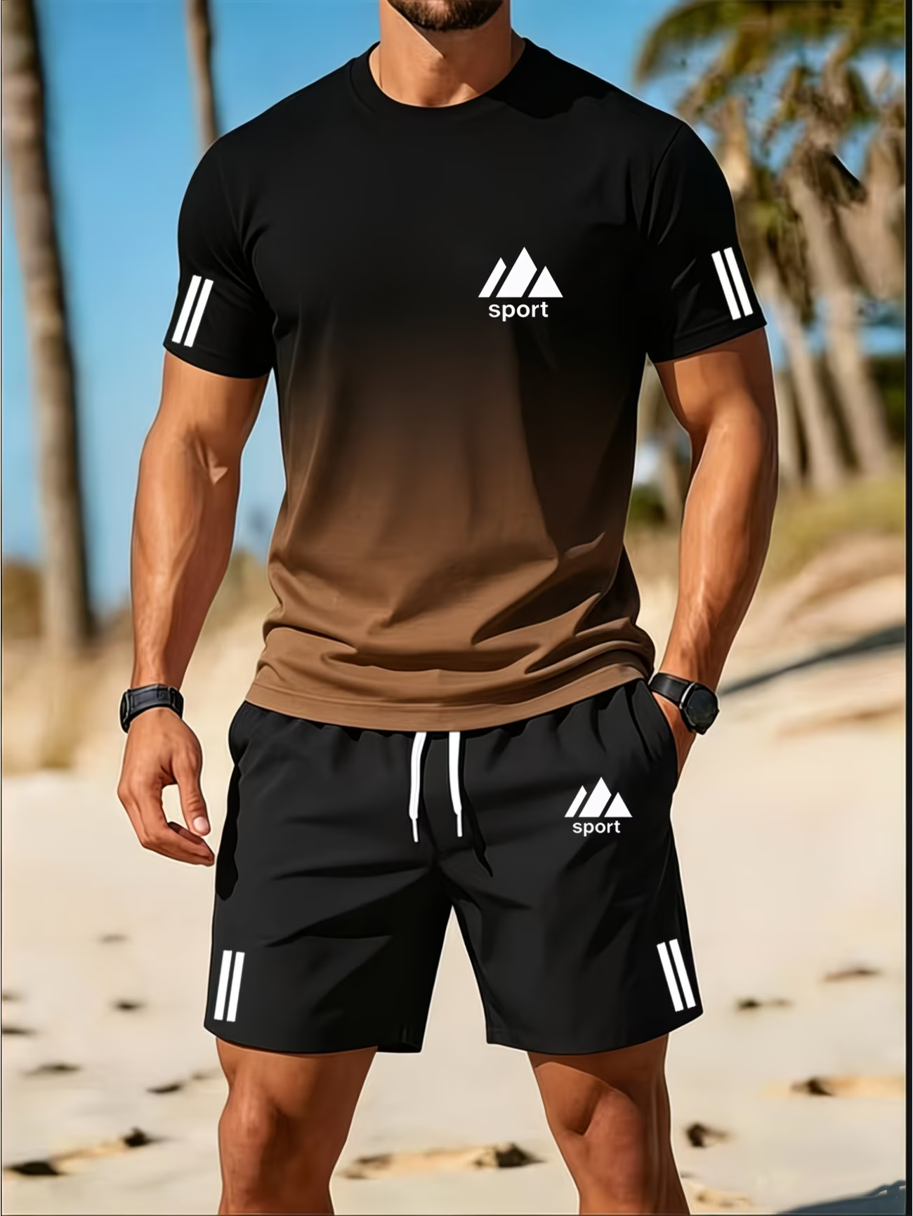 ⏰ Letzter Tag: 50% Rabatt! 🔥 –Herren Sport-Set mit Farbverlauf-Shirt und Shorts für Sommer