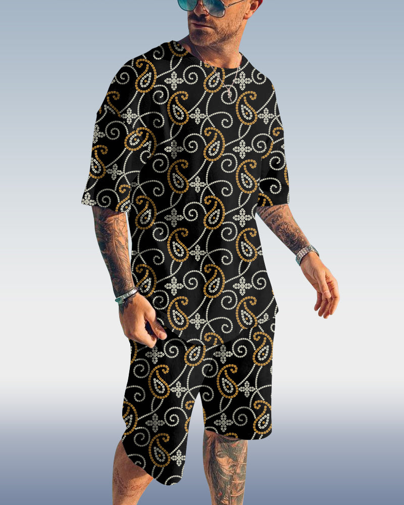 Suitmens Men's Casual Print Shorts Set 403