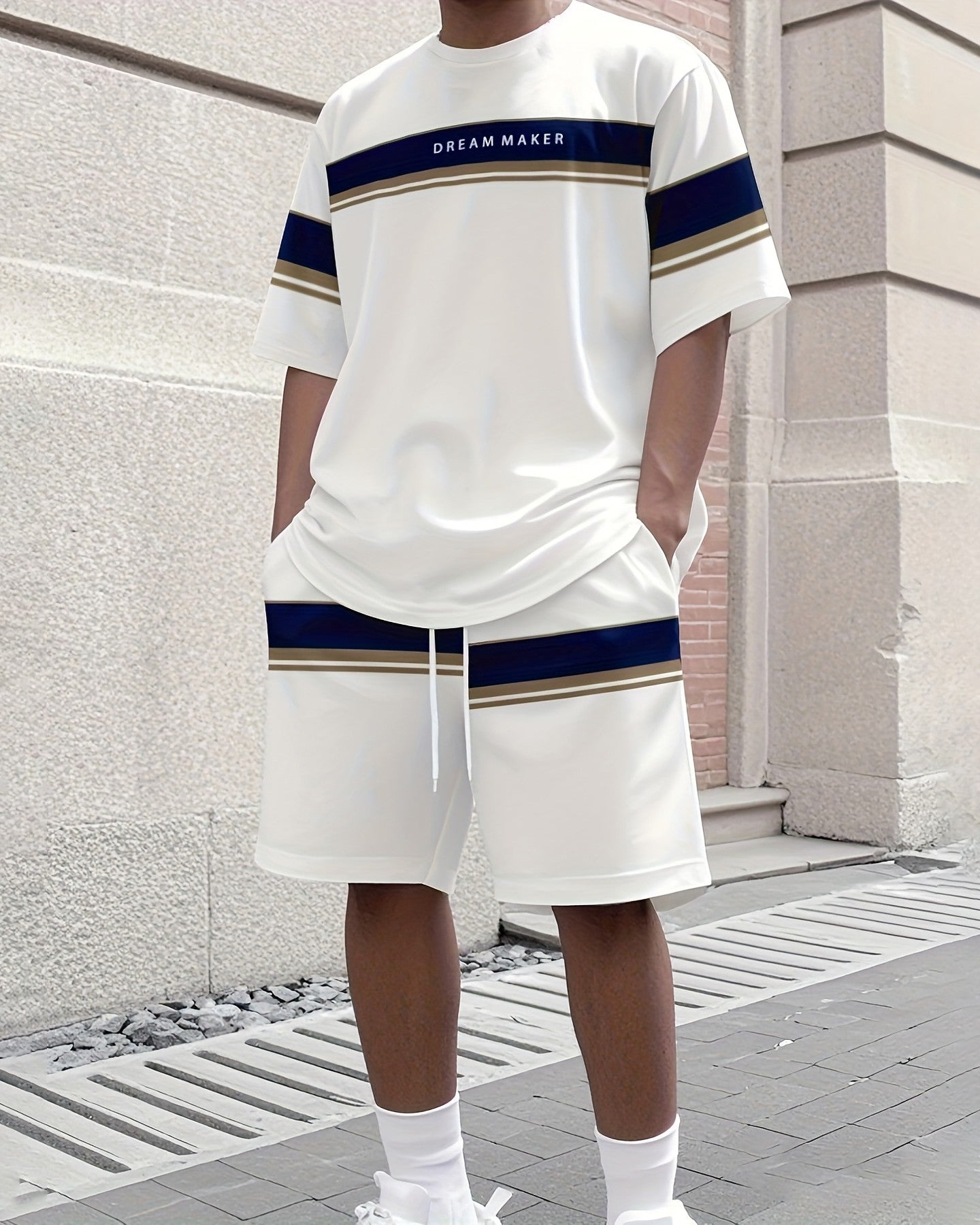 Men's Colorblock Summer Round Neck Set 102