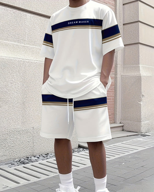 Men's Colorblock Summer Round Neck Set 102