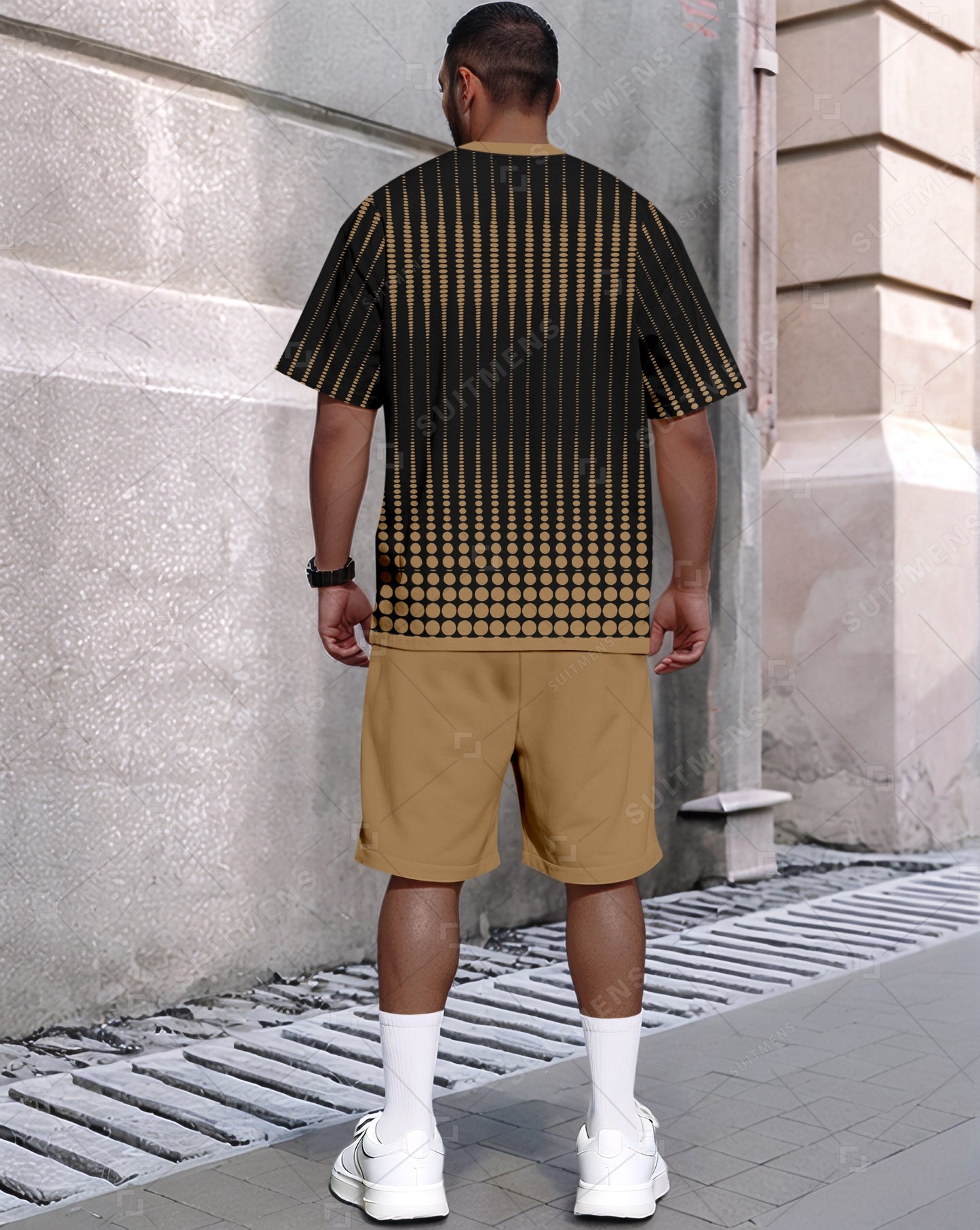 Men's Summer Color Matching Round Neck Set 596