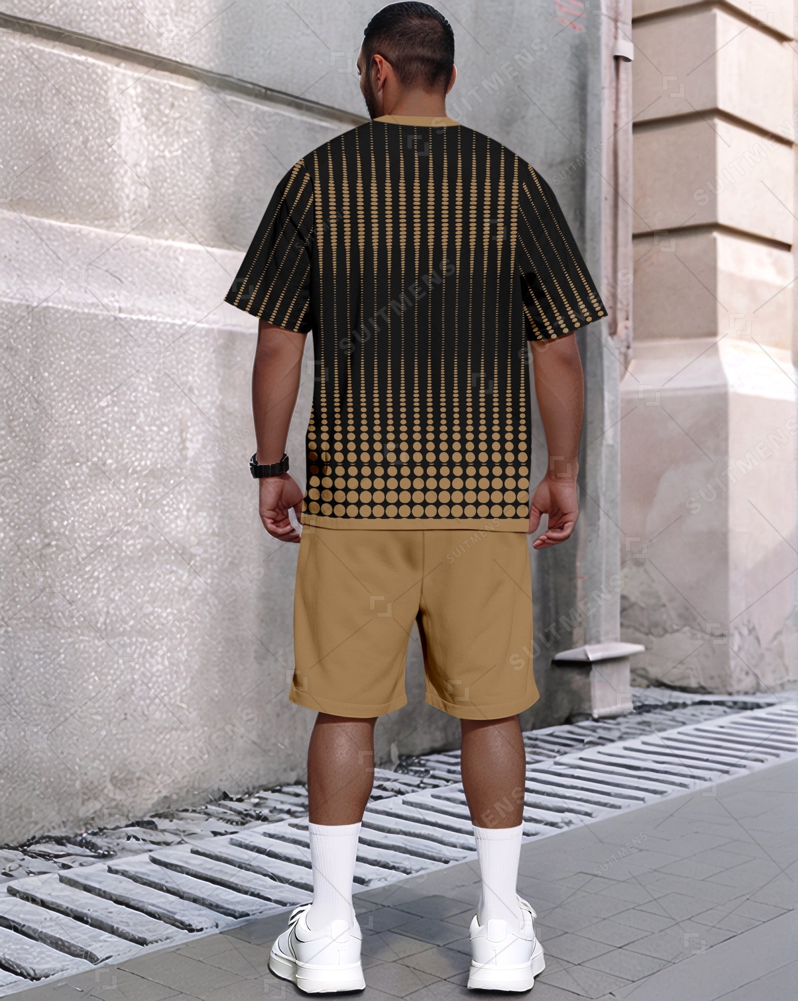 Men's Summer Color Matching Round Neck Set 596