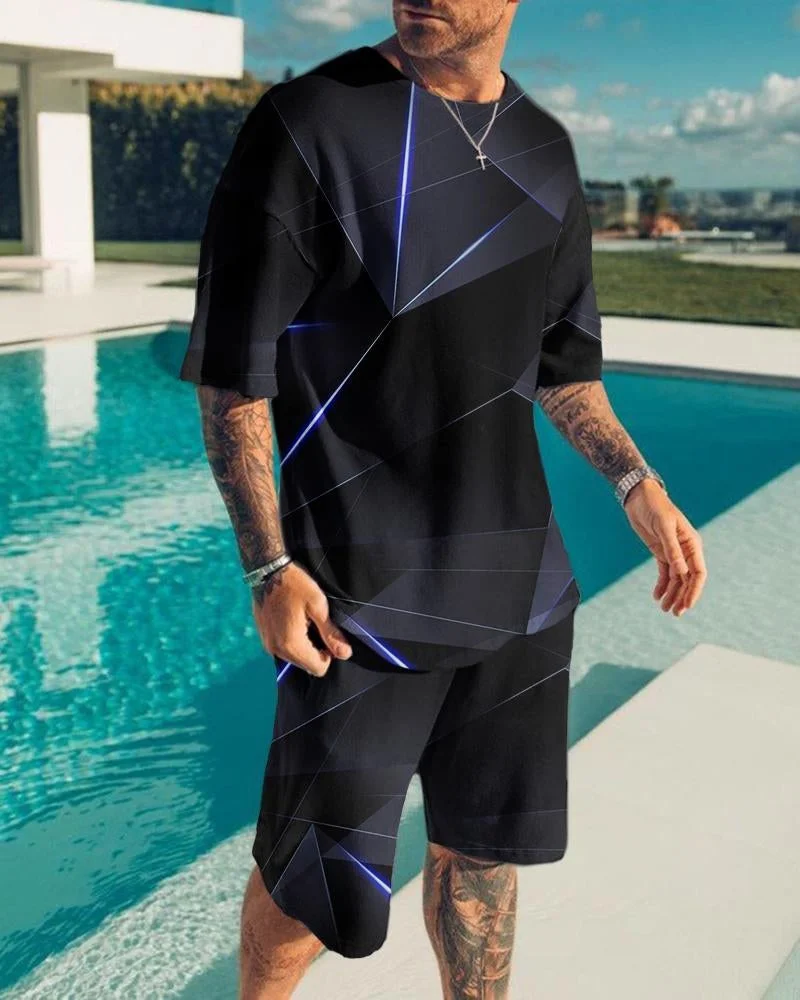 Suitmens Men's Gradient Print Shorts Set 105