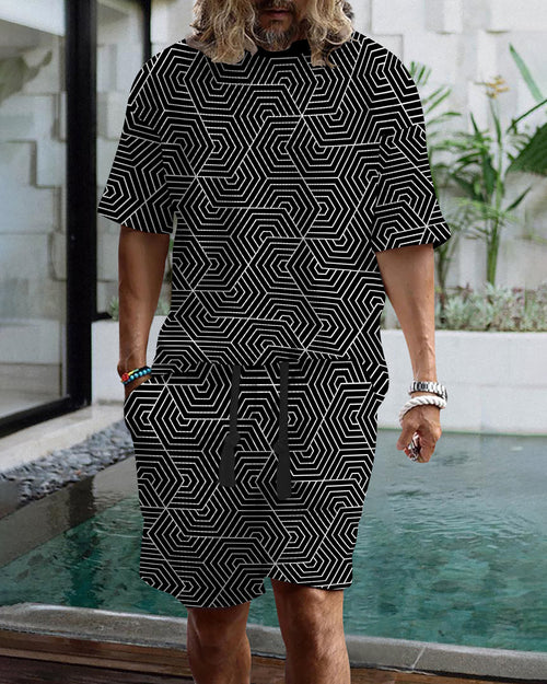 Men's casual gorgeous textured printed shorts set 554