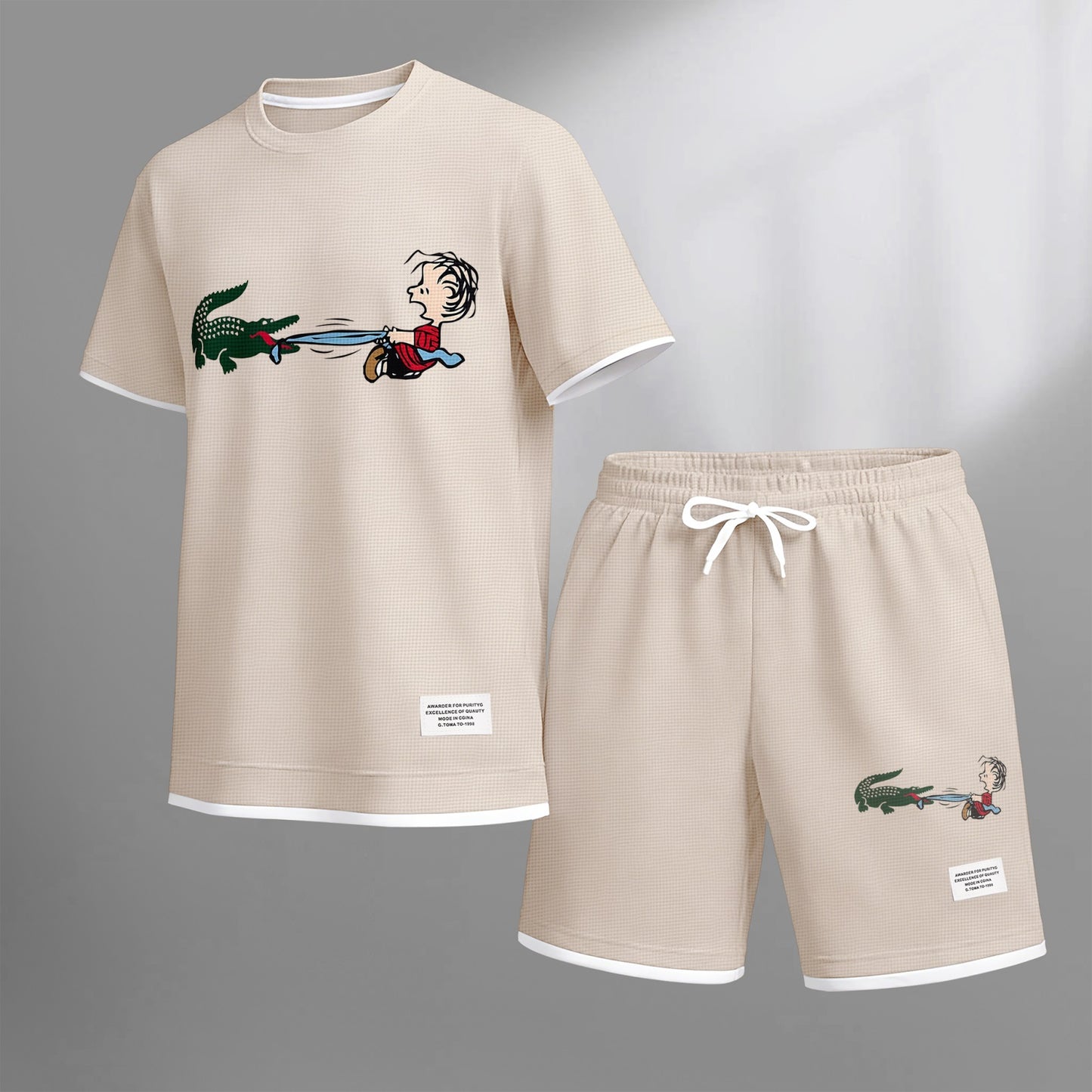 Men's Luxury Waffle-Knit Short-Sleeve Shirt & Shorts Set 14