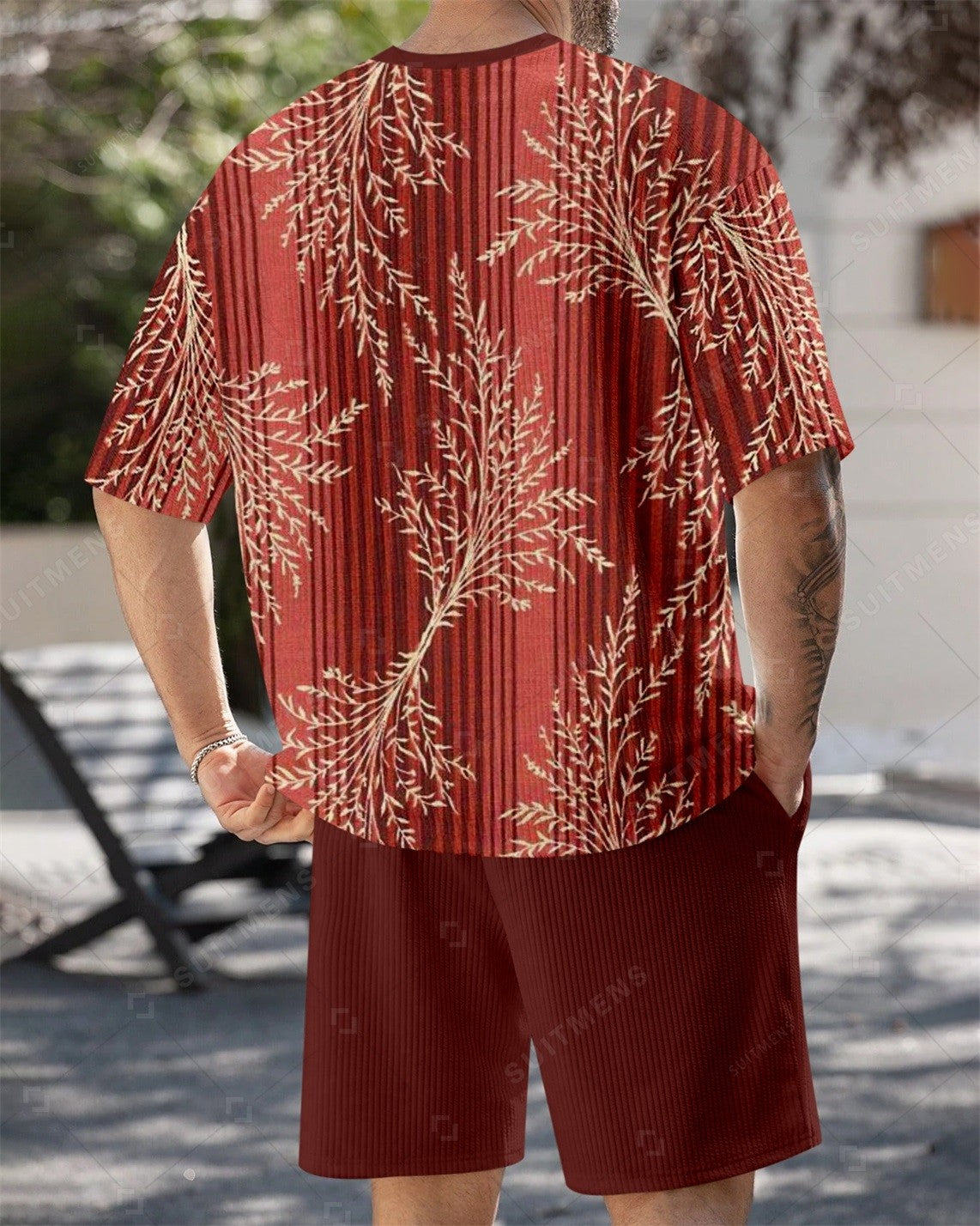 Men's Simple Color Matching Summer Round Neck Set 198