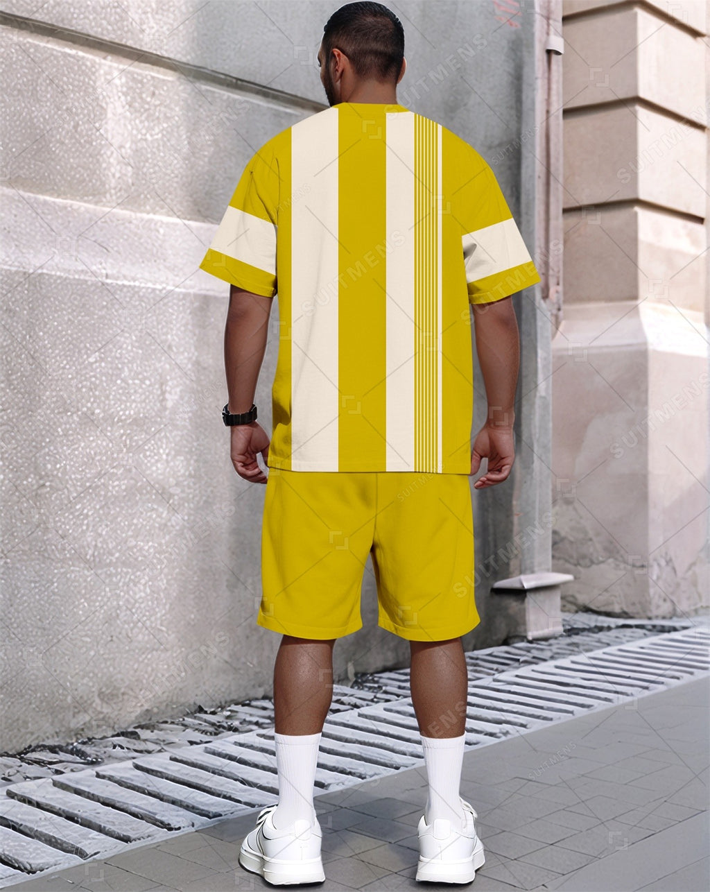 Men's Summer Colorblock Printed Round Neck Set 430