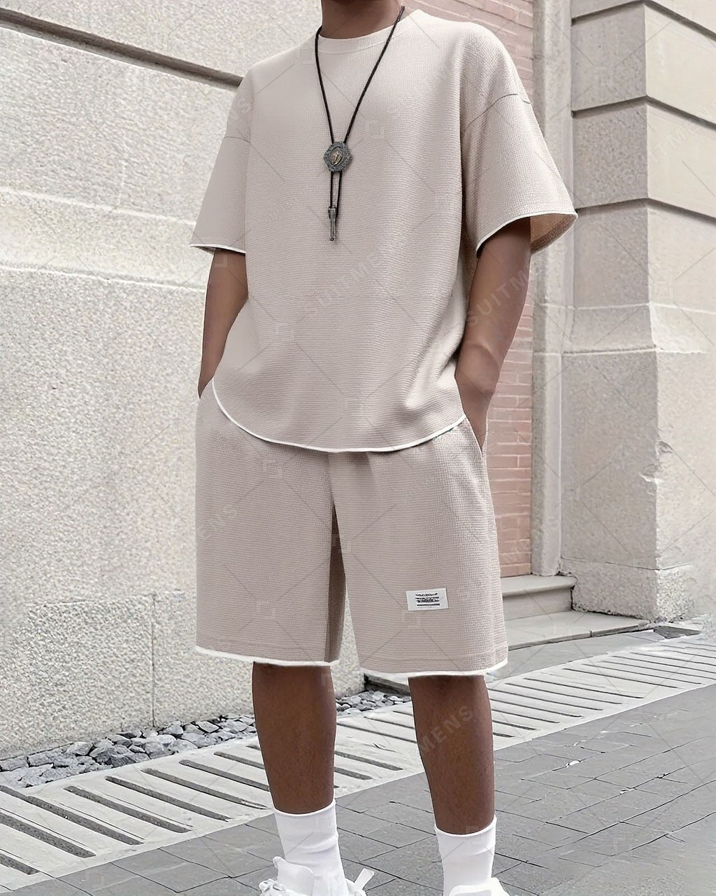 Men's Casual Waffle Shorts Set 6 Colors