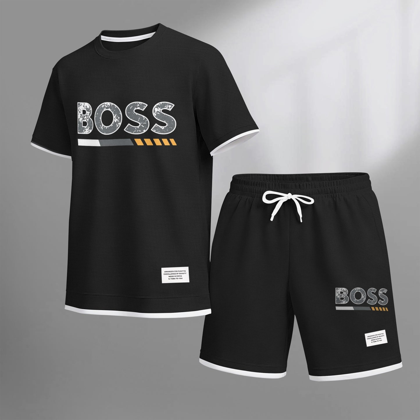 Men's Luxury Waffle-Knit Short-Sleeve Shirt & Shorts Set 13