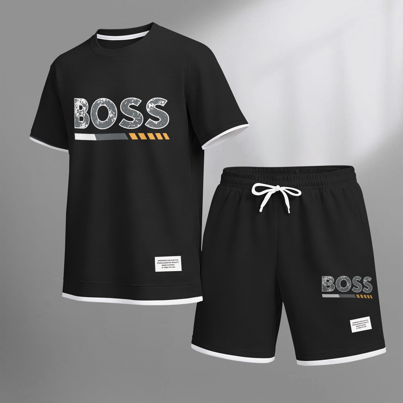 Men's Luxury Waffle-Knit Short-Sleeve Shirt & Shorts Set 13