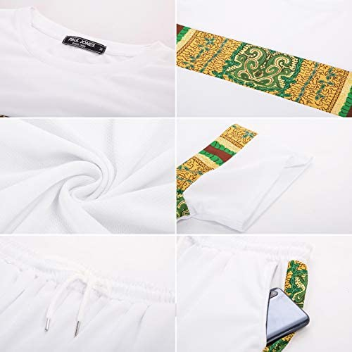 Men's Printed Colorblock T-Shirt and Shorts Set 033