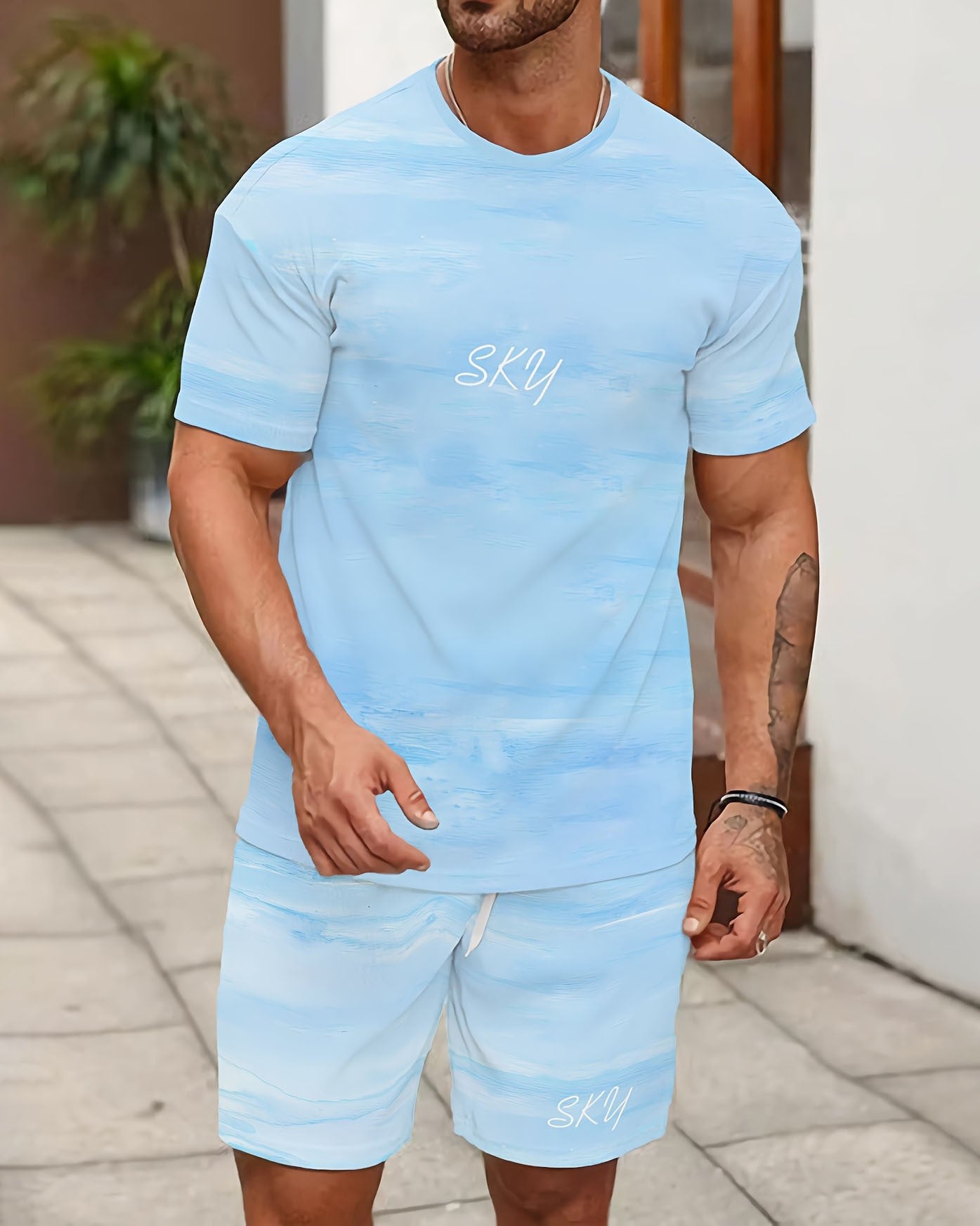 Men's Holiday Summer Round Neck Set 126